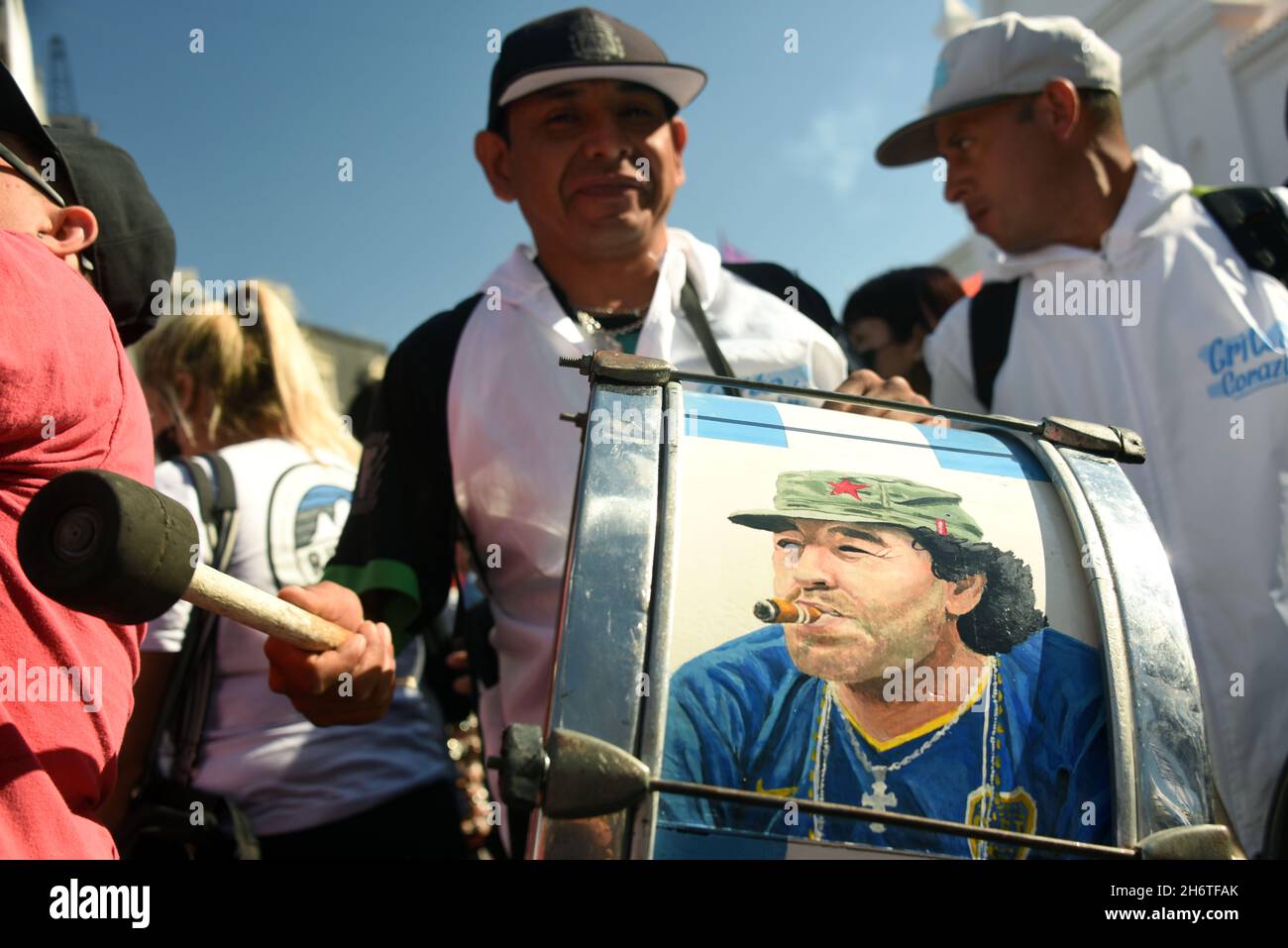 Manifestación en apoyo al Presidente Alberto Fernández al conmemorarse el día de la militancia, 17 de noviembre de 2021, Buenos Aires, Argentinien Stockfoto