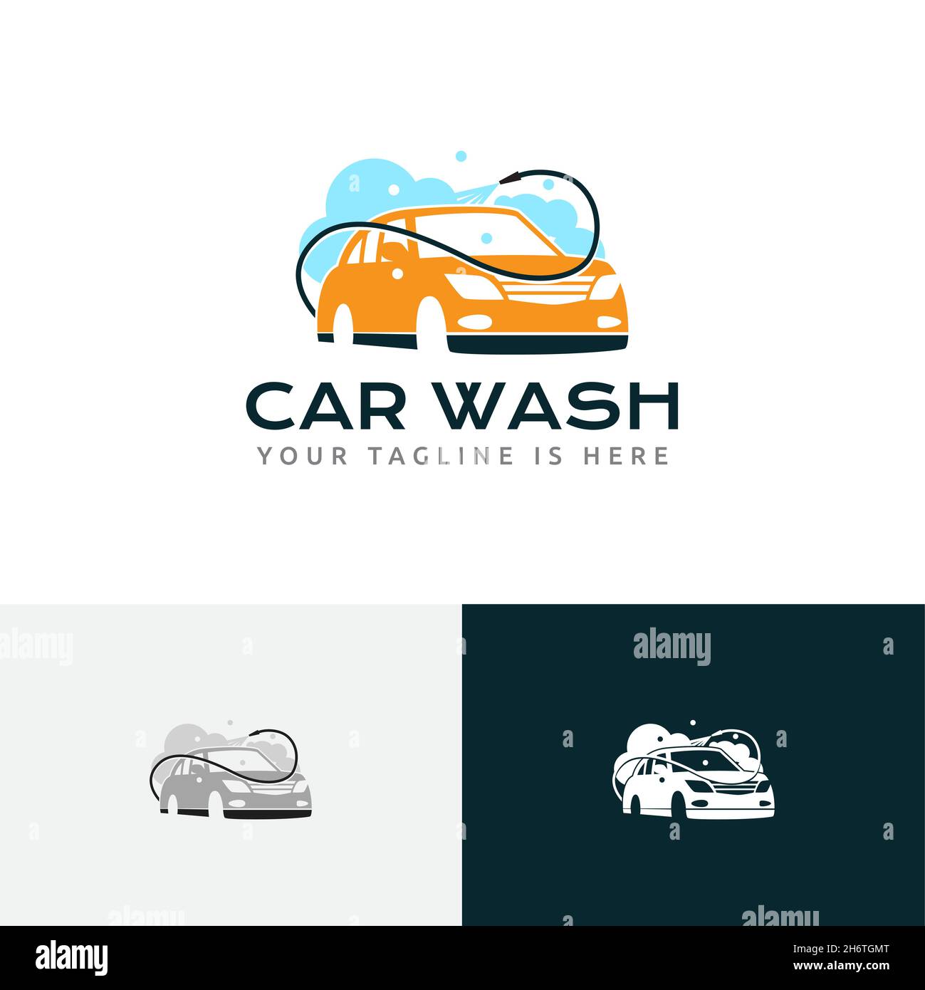 Duschschlauch Reinigung Autowaschanlage Autowaschanlage Auto Motor Service Logo Stock Vektor