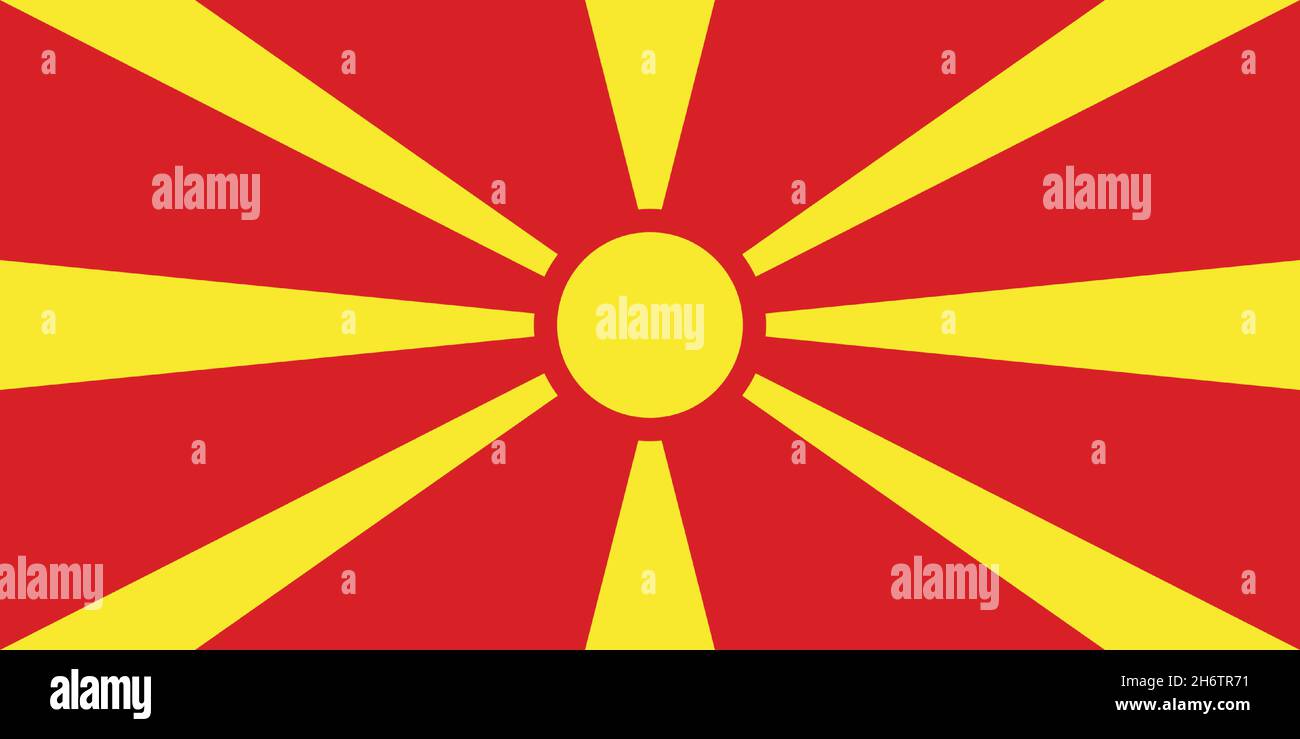 Nationalfahne von Nordmazedonien Stockfoto