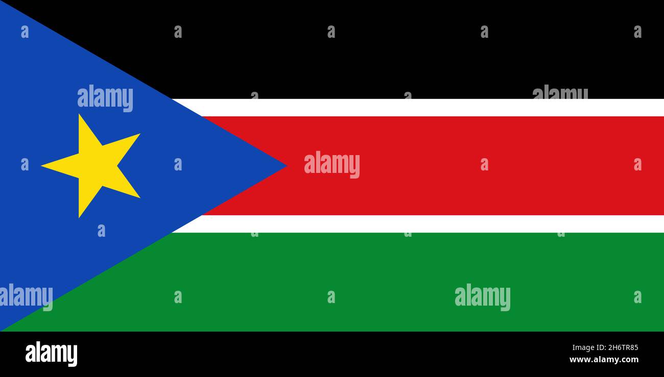 Nationalfahne von Südsudan, Südsudan, Republik Südsudan, Republik Südsudan, Binnenstaat in Ostafrika Stockfoto