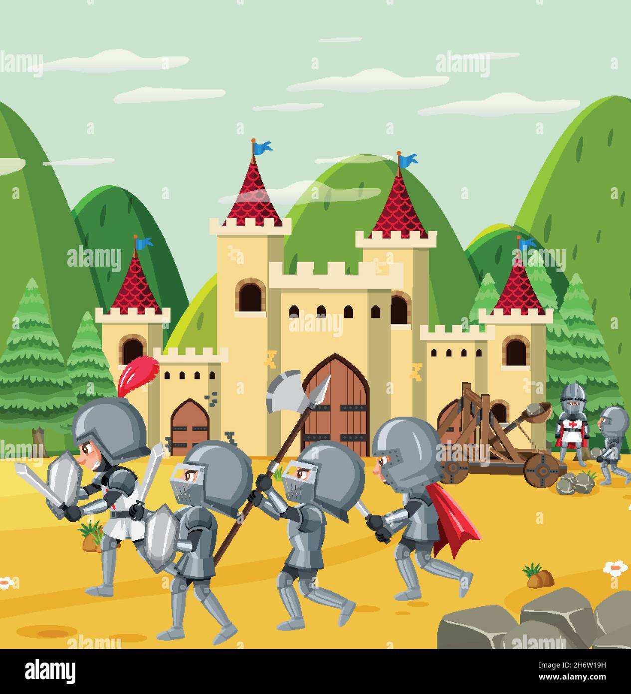 Ritter alte Armee kämpft für Königreich Illustration Stock Vektor