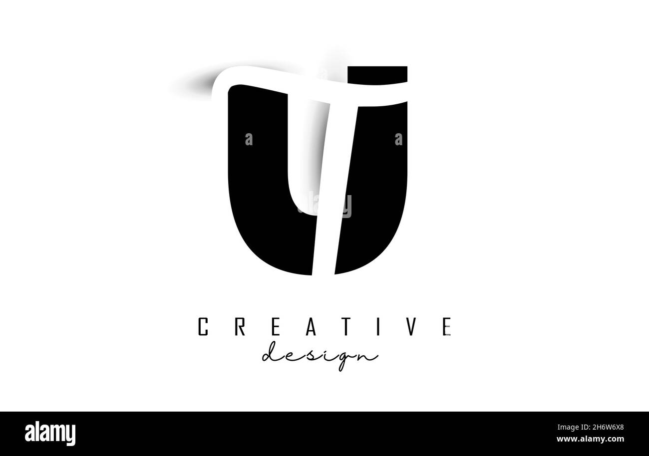 Buchstaben UT-Logo mit minimalistischem Design. Buchstaben U und T mit geometrischer und handschriftlicher Typografie. Kreative Vektor-Illustration mit Buchstaben. Stock Vektor