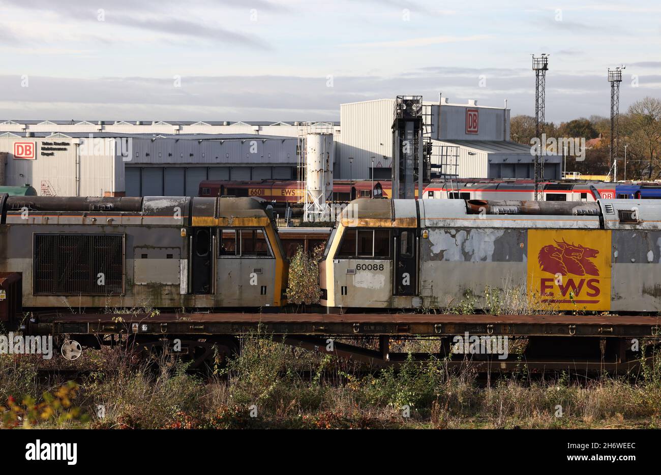 Toton, Nottinghamshire, Großbritannien. November 2021. Eine allgemeine Ansicht zu Toton Sidings, wo der geplante HS2-Hub East Midlands gestrichen wurde, nachdem die Regierung den Leeds-Teil der HS2-Hochgeschwindigkeitsstrecke verschrottet hatte. Credit Darren Staples/Alamy Live News. Stockfoto