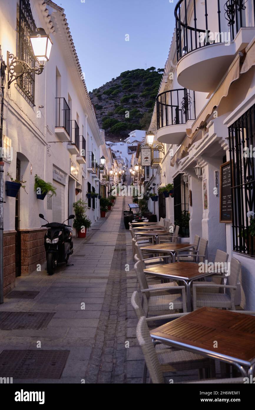 San Sebastian Straße, Mijas Pueblo, Provinz Malaga, Andalusien, Spanien Stockfoto