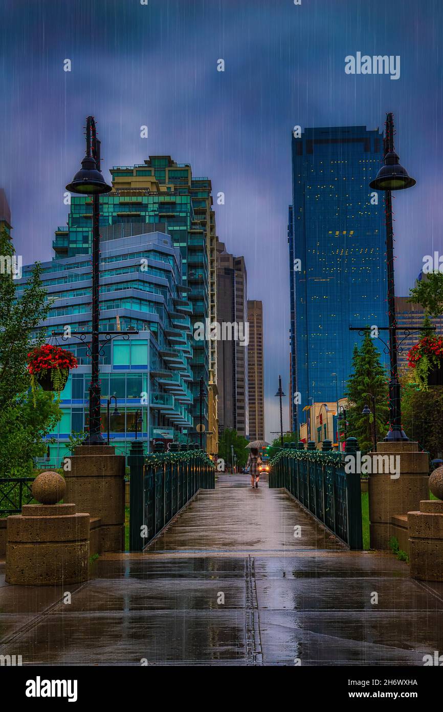 Regentouren In Der Innenstadt Von Calgary Stockfoto