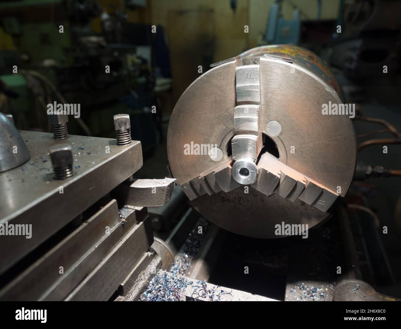 Russland Moskau, metallverarbeitende Industrie: Metalldreherei veredeln, ein Hobby Stockfoto