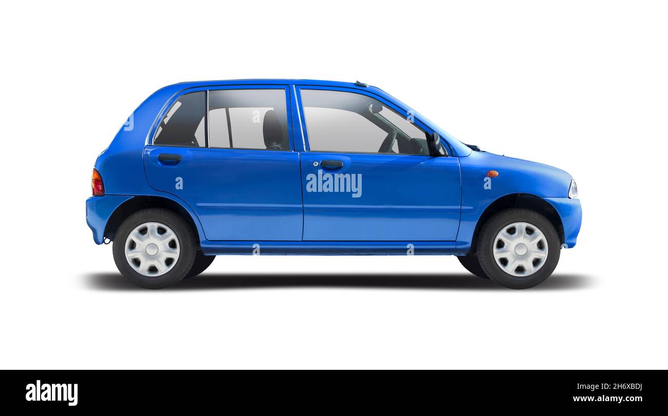 Kleine japanische Heckklappe Auto Seitenansicht isoliert auf weißem Hintergrund Stockfoto