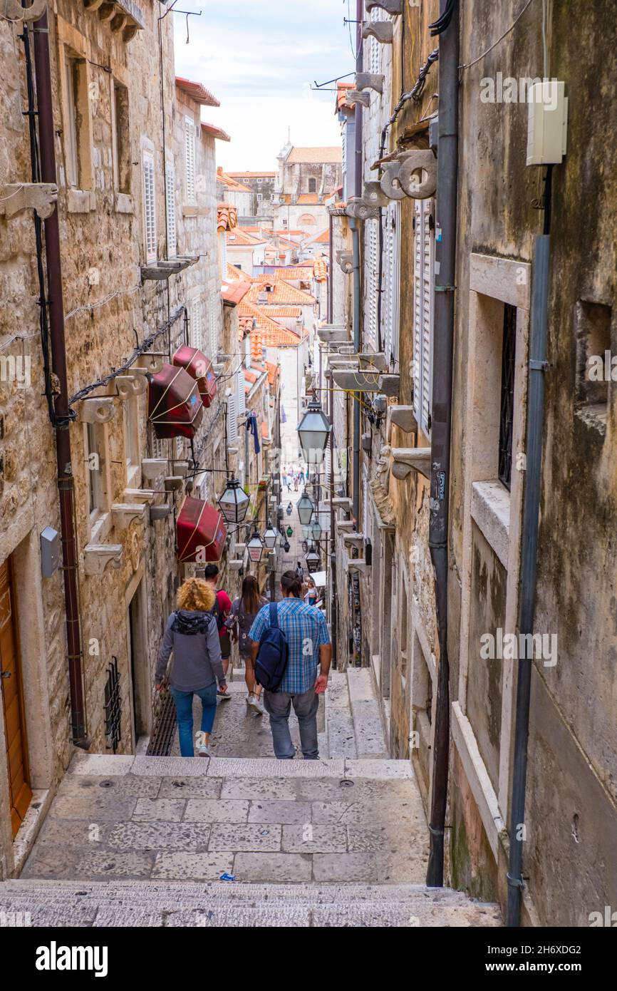 Treppen, Grad, Altstadt, Dubrovnik, Kroatien Stockfoto