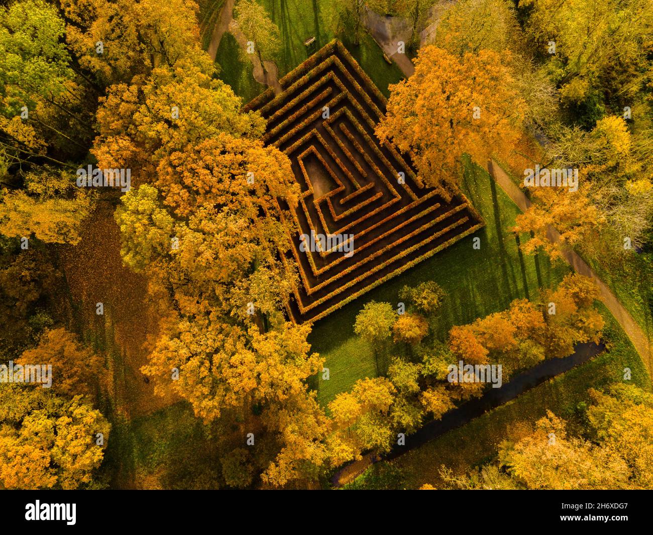 Labyrinth im Schlossgarten Stockfoto