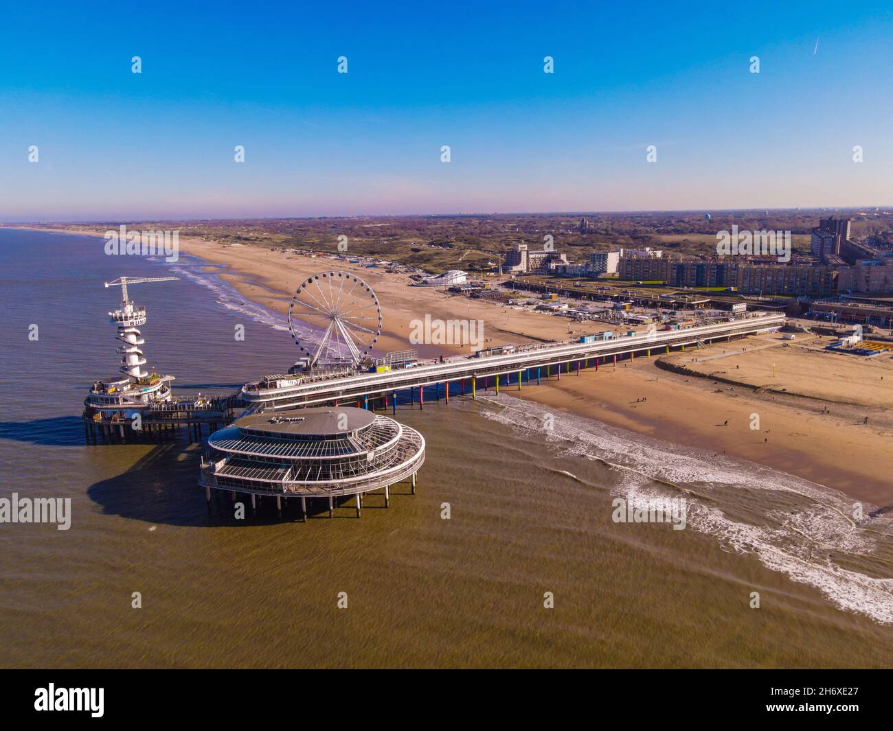 Nordsee, Pier mit Riesenrad Stockfoto
