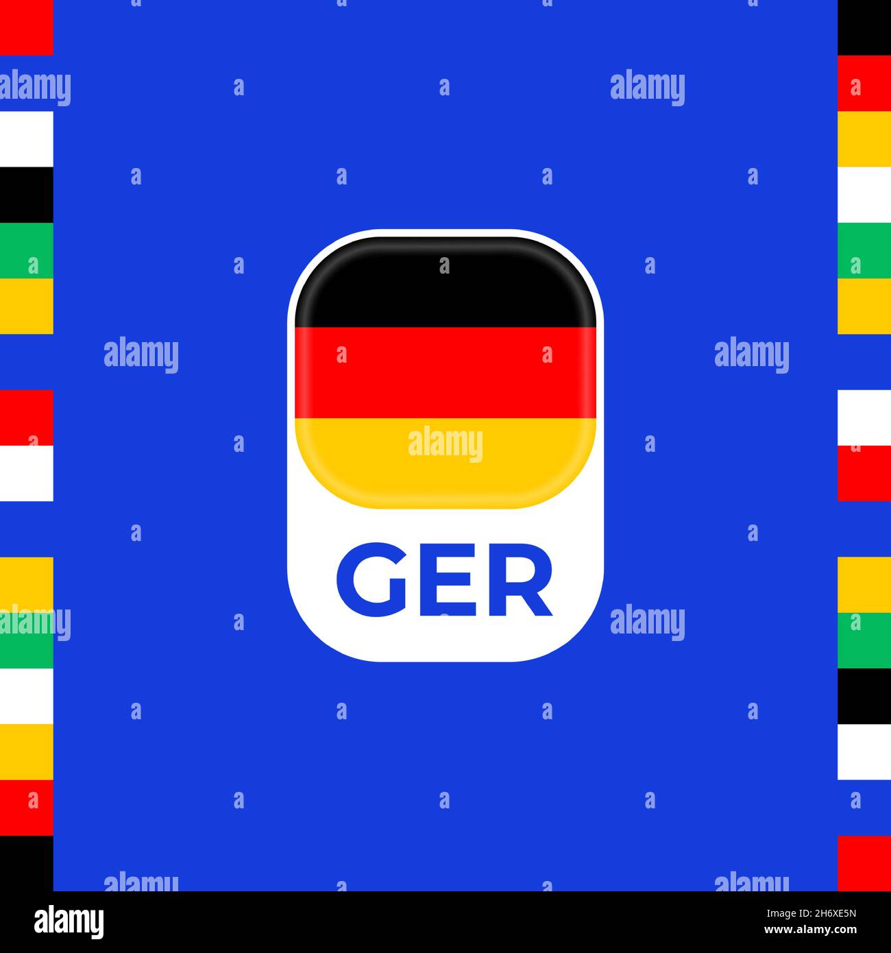 Deutschland Vektor-Flagge. Fußball 2024 Turnier Meisterschaft Endphase. Offizielle Meisterschaft blau Farbe und Stil mit Country Line Flagge. Stock Vektor