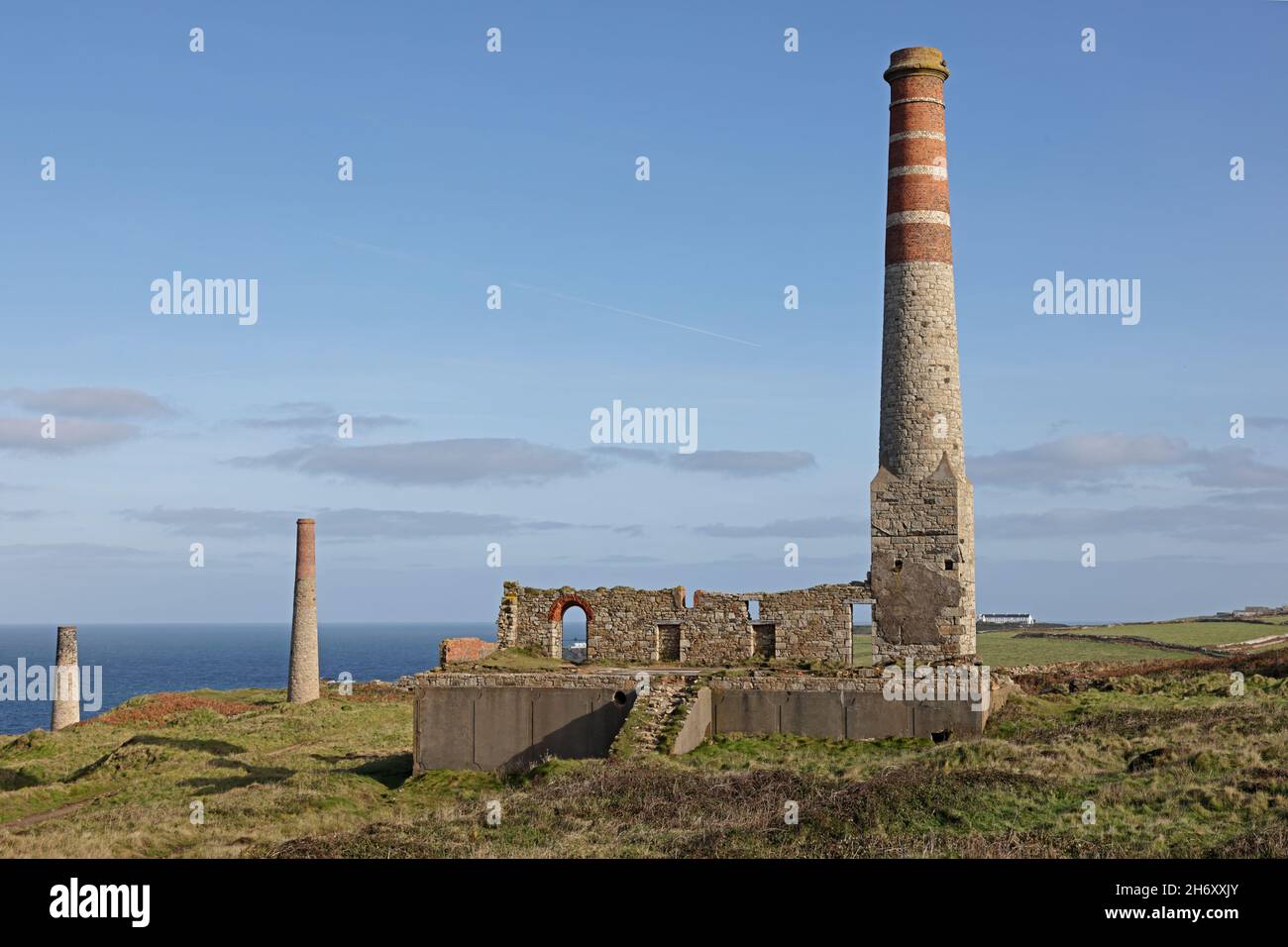 Ansicht der Levant Tin Mine North Cornwall UK Stockfoto