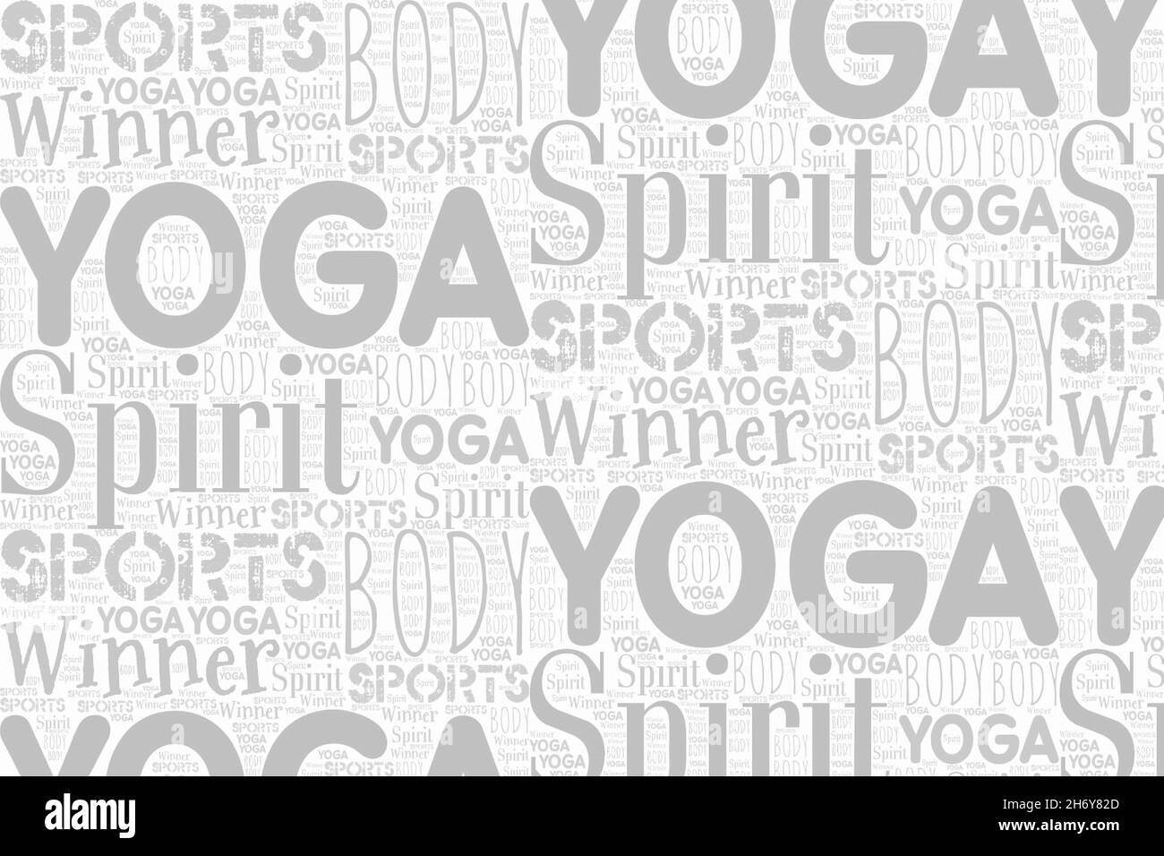 Word Art Hintergrund für Yoga und Sport Stockfoto