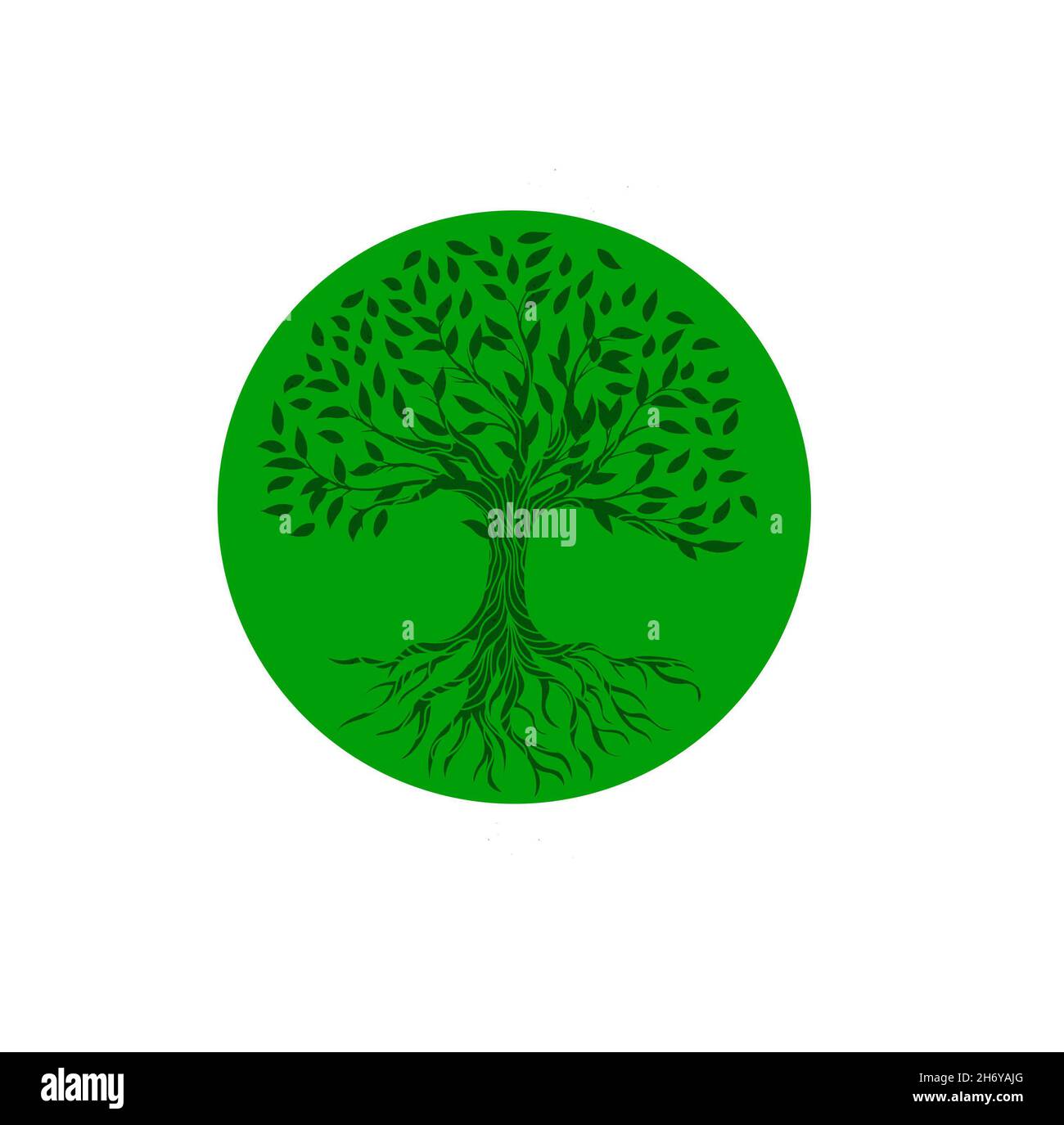 Ein grüner Kreis mit einem Baum Stockfoto