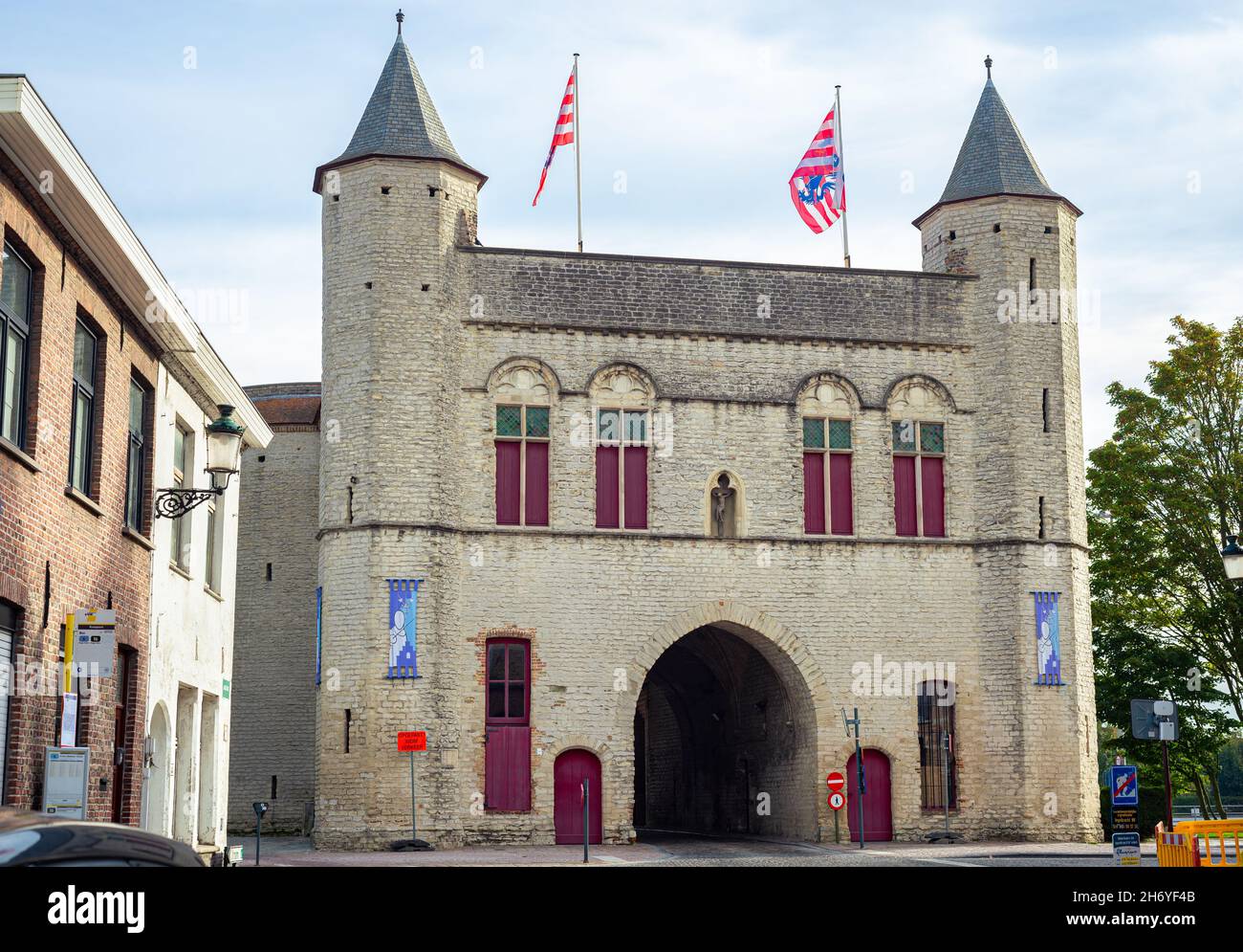 Stadttor Kruispoort in der historischen Stadt Brügge Stockfoto