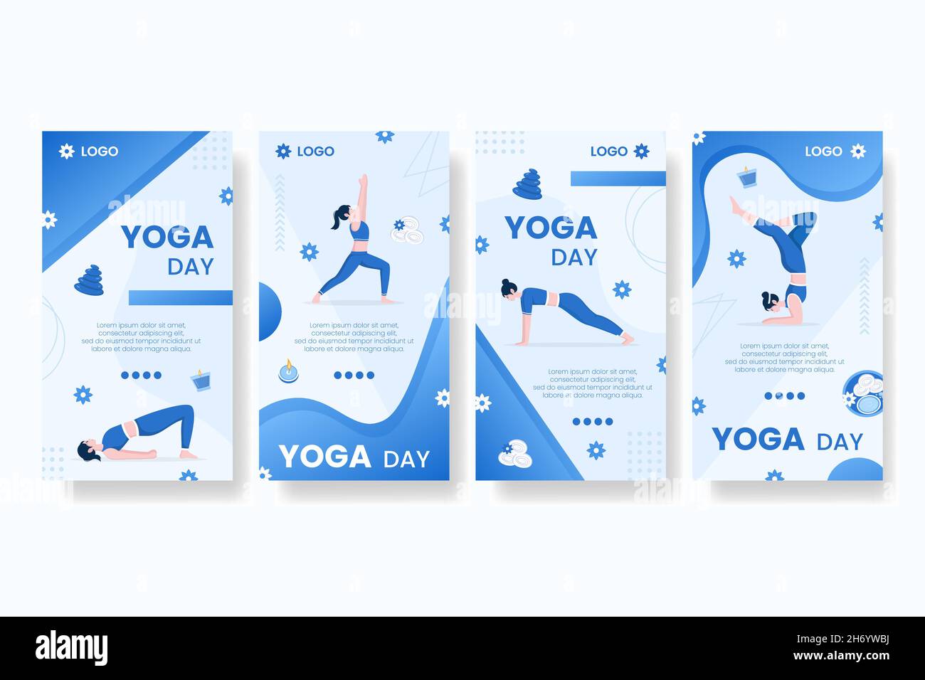 Yoga- und Meditationsgeschichten editierbare quadratische Hintergrunddarstellung geeignet für Social Media, Feed, Karte, Grußkarten, Print- und Internet-Werbung Stock Vektor