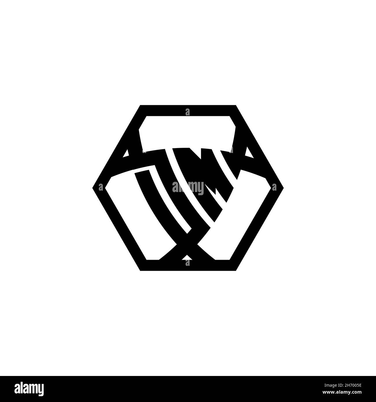 DM Monogram Logo Buchstabe mit Dreieck Schild Form sechseckig abgerundet. Dreieck-Monogramm-Logo, Schild-Monogramm-Logo, Dreieck-Schild-Buchstabe. Stock Vektor