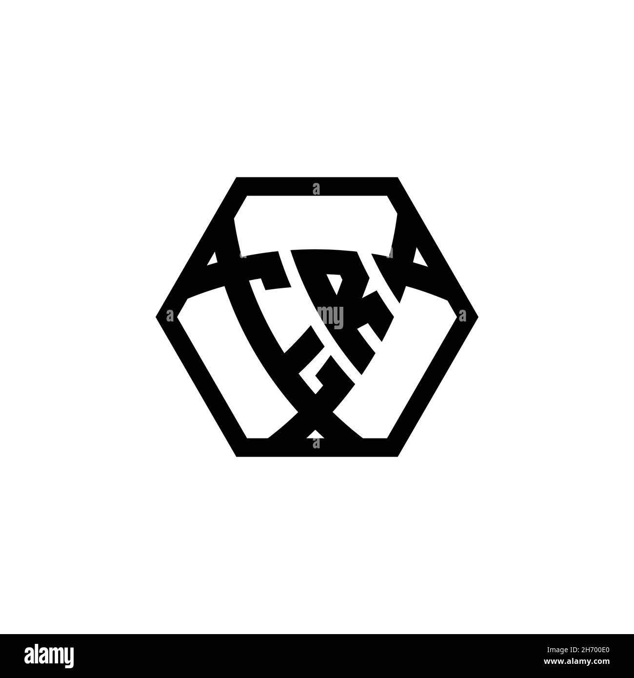 ER Monogram Logo Buchstabe mit Dreieck Schild Form sechseckig abgerundet. Dreieck-Monogramm-Logo, Schild-Monogramm-Logo, Dreieck-Schild-Buchstabe. Stock Vektor