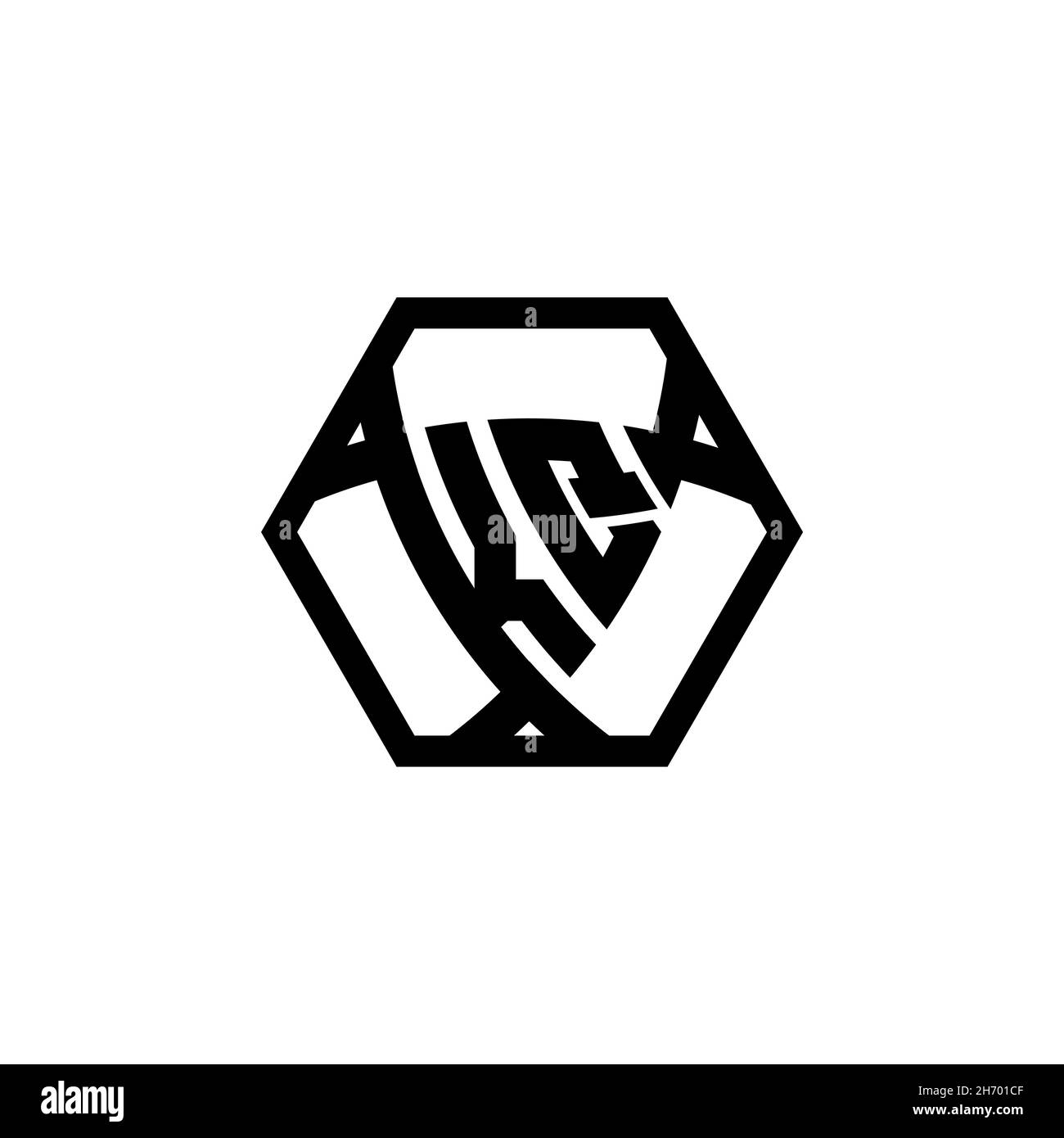 KQ Monogram Logo Buchstabe mit Dreieck Schild Form sechseckig abgerundet. Dreieck-Monogramm-Logo, Schild-Monogramm-Logo, Dreieck-Schild-Buchstabe. Stock Vektor