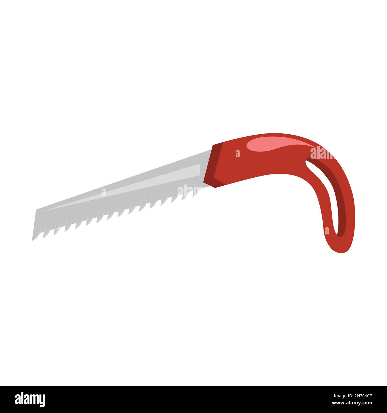 Sägesymbol, isoliert auf weißem Hintergrund. Flache Vektordarstellung der Handsäge isoliert auf weißem Hintergrund Stock Vektor