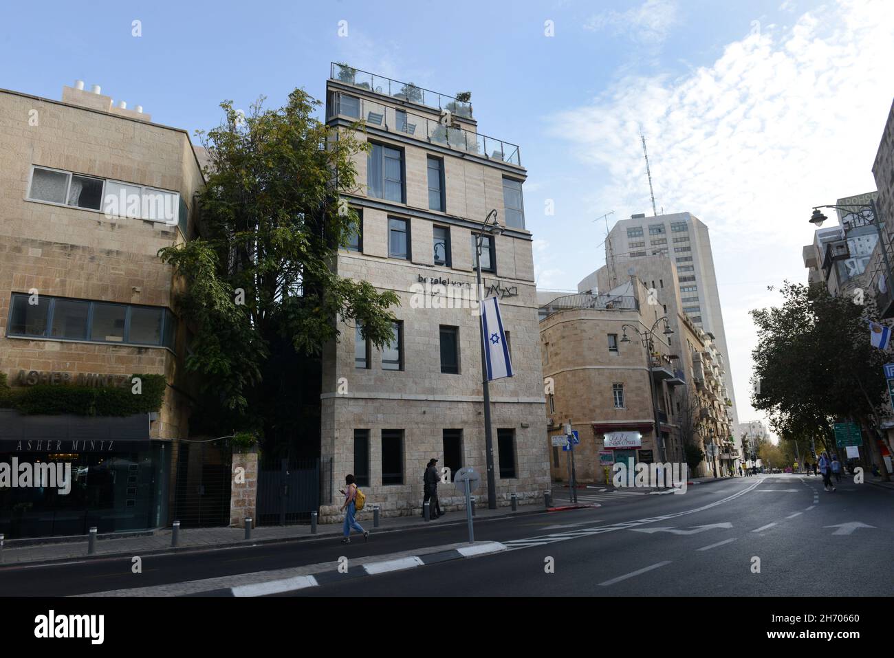 Bezalel Hotel im Stadtzentrum von Jerusalem. Stockfoto