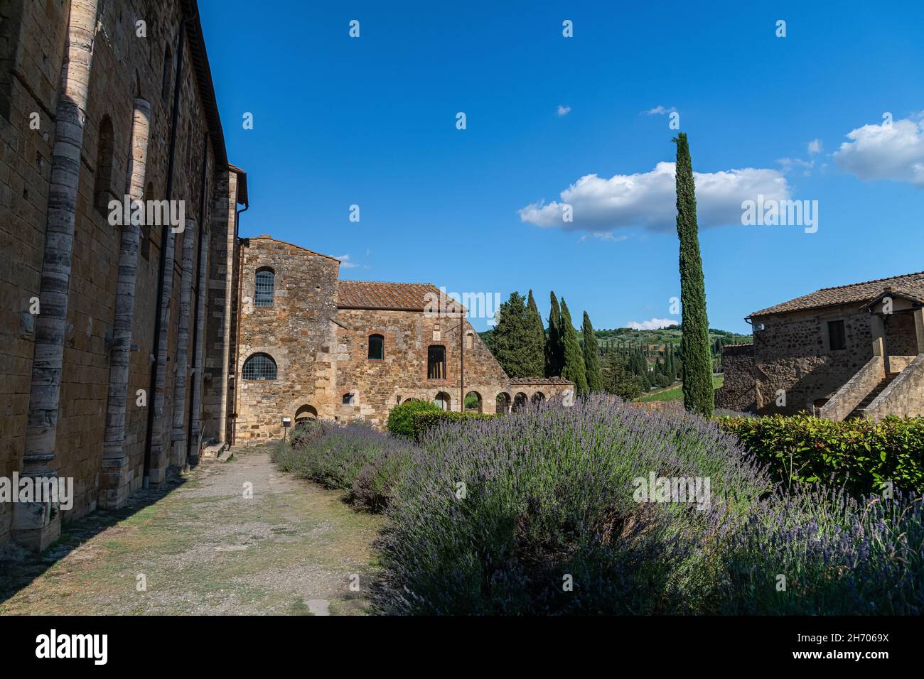 Abtei von Sant'Antimo, Abtei in der Nähe von Castelnuovo dell'Abate, Toskana, italien Stockfoto