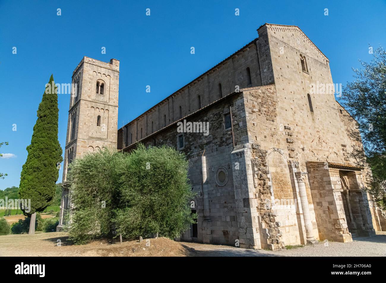 Abtei von Sant'Antimo, Abtei in der Nähe von Castelnuovo dell'Abate, Toskana, italien Stockfoto
