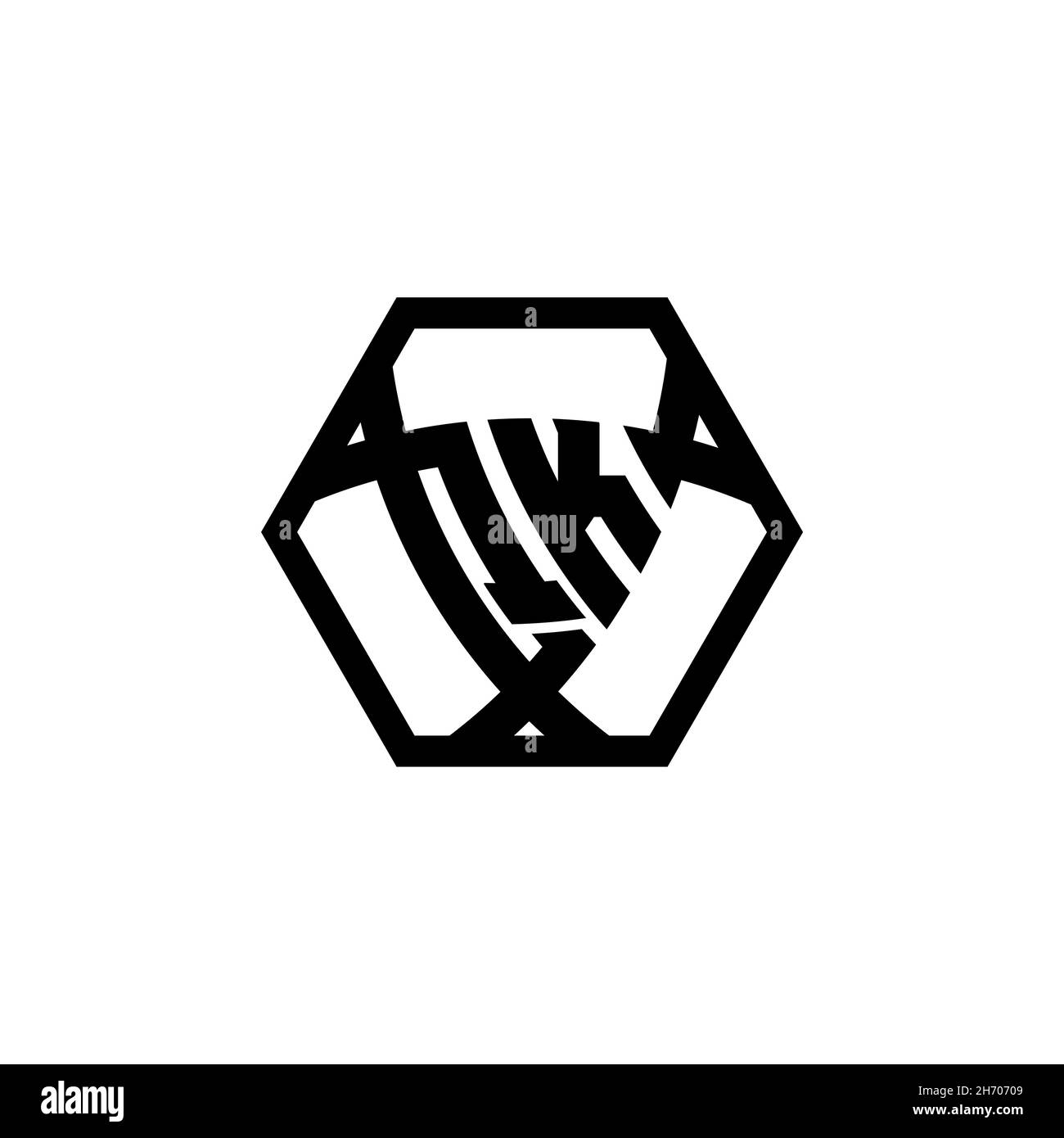 QK Monogram Logo Buchstabe mit Dreieck Schild Form sechseckig abgerundet. Dreieck-Monogramm-Logo, Schild-Monogramm-Logo, Dreieck-Schild-Buchstabe. Stock Vektor