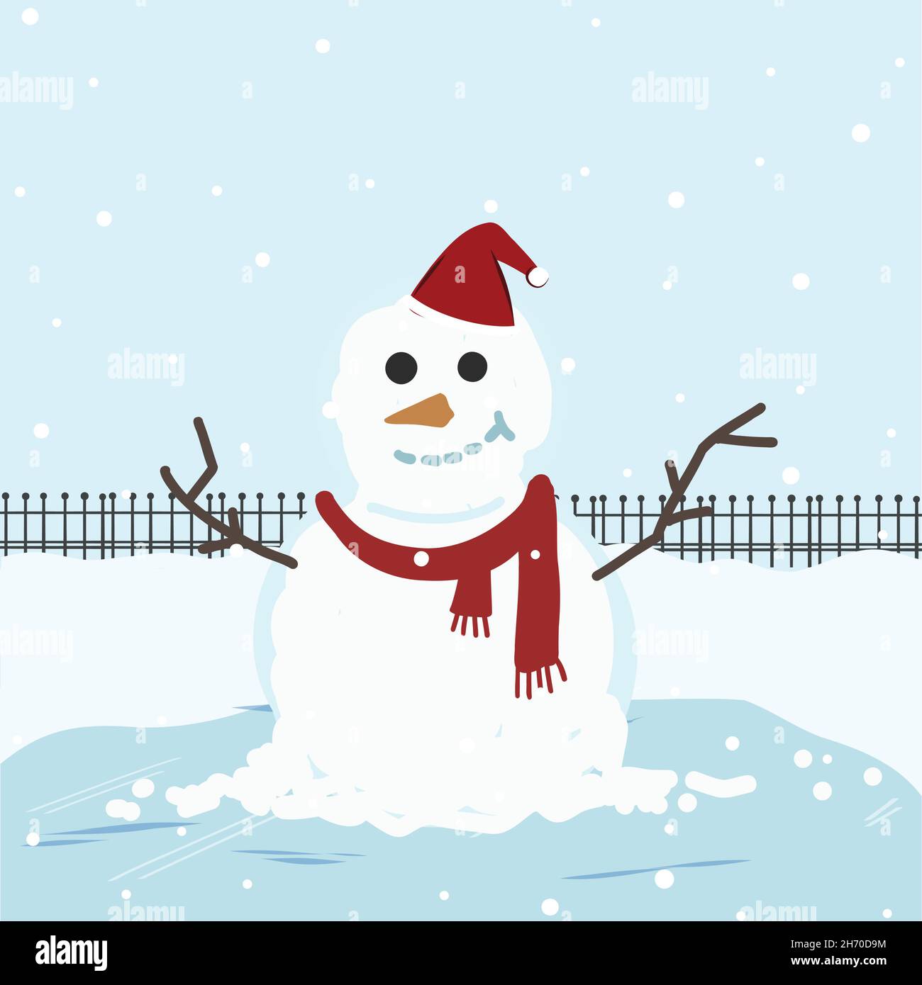 Winter Weihnachten Ferien Schneemann. Fröhliche Schneemänner in santa-Kostümen. Schneemann-Koch, Zauberer, Schneemann mit Hut und Schal während der Schneezeit weihnachten. Mo Stock Vektor