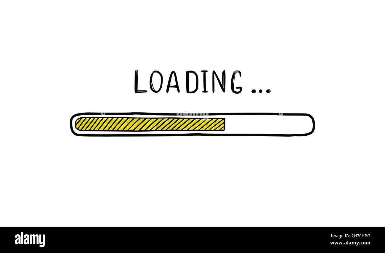 Bar Doodle Element wird geladen. Handgezeichnete Linienzeichnung. Langsame Download-Geschwindigkeit, Fortschrittsstatus, Internet-Lastbalken-Konzept. Isolierte Vektordarstellung. Stock Vektor