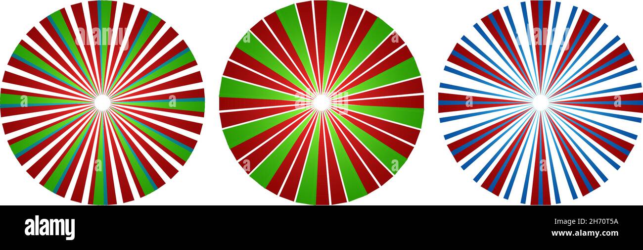 Abstrakte Kreise mit überlappenden Speichen geometrisches Design-Element. Kreisförmige, radiale, strahlende Linien, Designform - Vektorgrafik, Clip-ar Stock Vektor