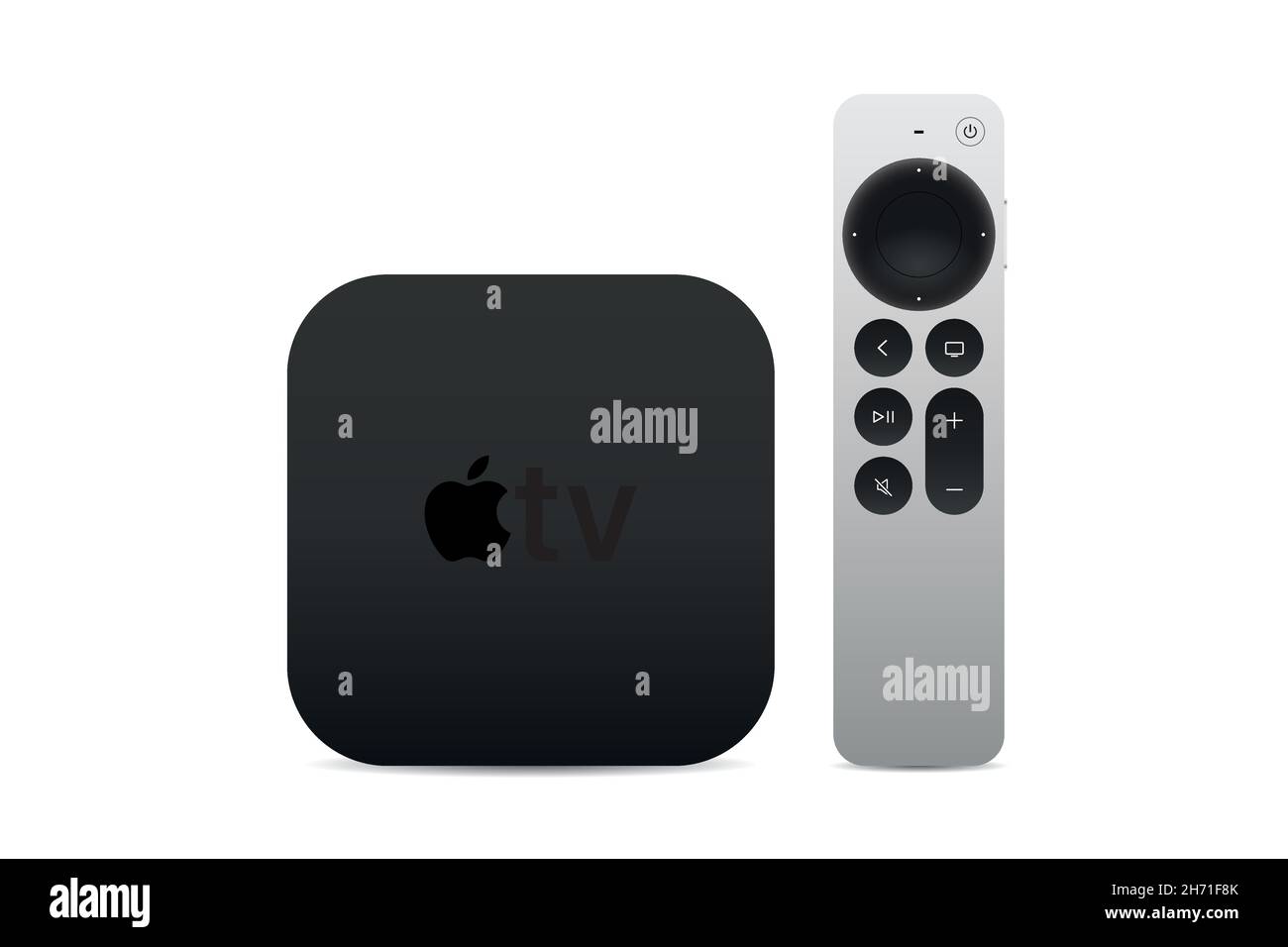 Neues Modell Apple tv, isoliert auf weißem Hintergrund im Vektorformat Stock Vektor