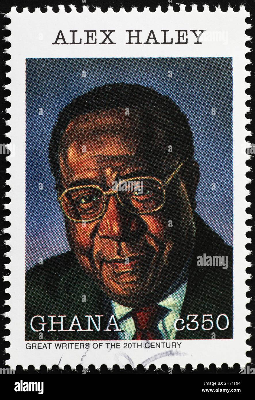 Alex Haley Porträt auf Briefmarke Stockfoto