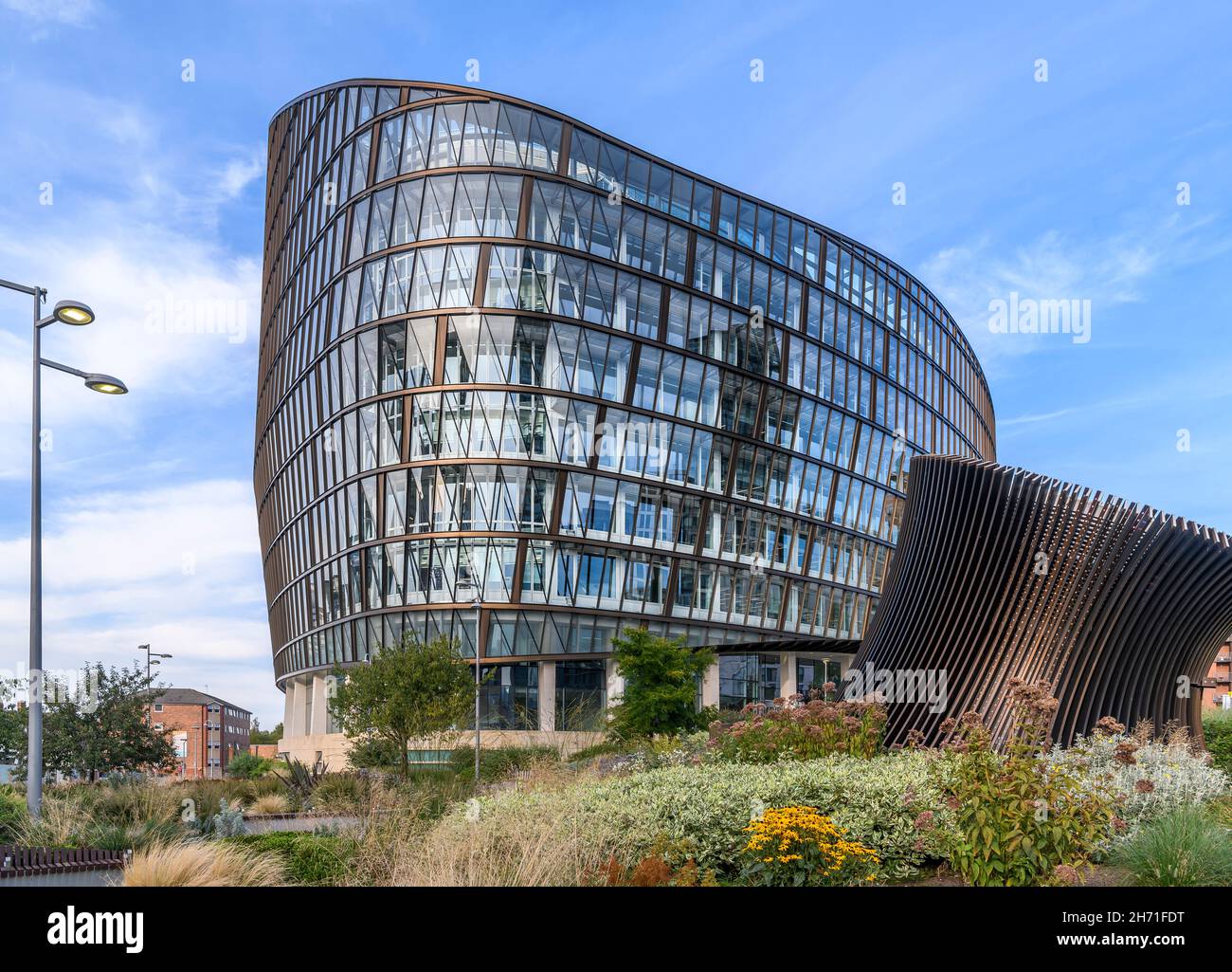 Ein Bürogebäude am Angel Square, das für die Co-op (Co-operative Group) im neuen NOMA-Viertel von Manchester errichtet wurde. Nördlich von Manchester. Stockfoto