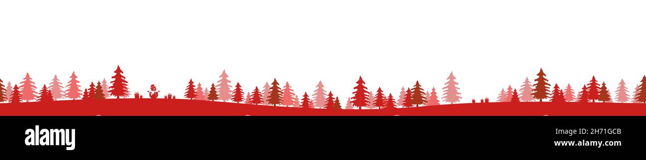EPS 10 Vektordatei zeigt weihnachten Natur Landschaft Panorama Hintergrund mit farbigen Tannen Wald, Geschenke, Schneemann und weißen Hintergrund Stock Vektor