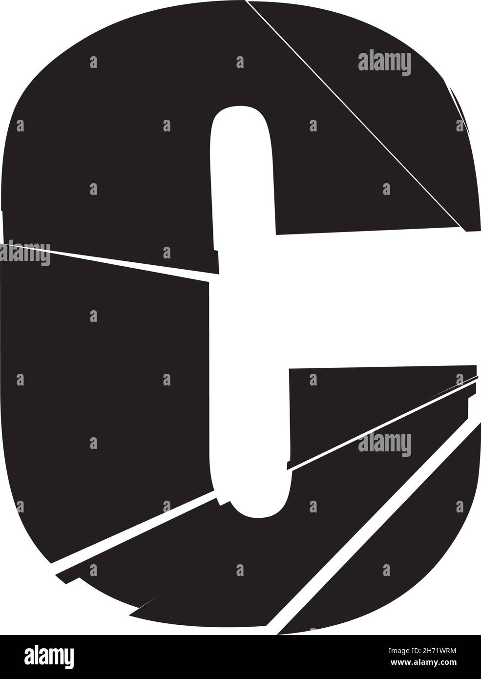 Texturierter Buchstabe c. Zersplitterte, zerbrochene Alphabet-Serie - Stock-Vektor-Illustration, Clip-Art-Grafiken Stock Vektor