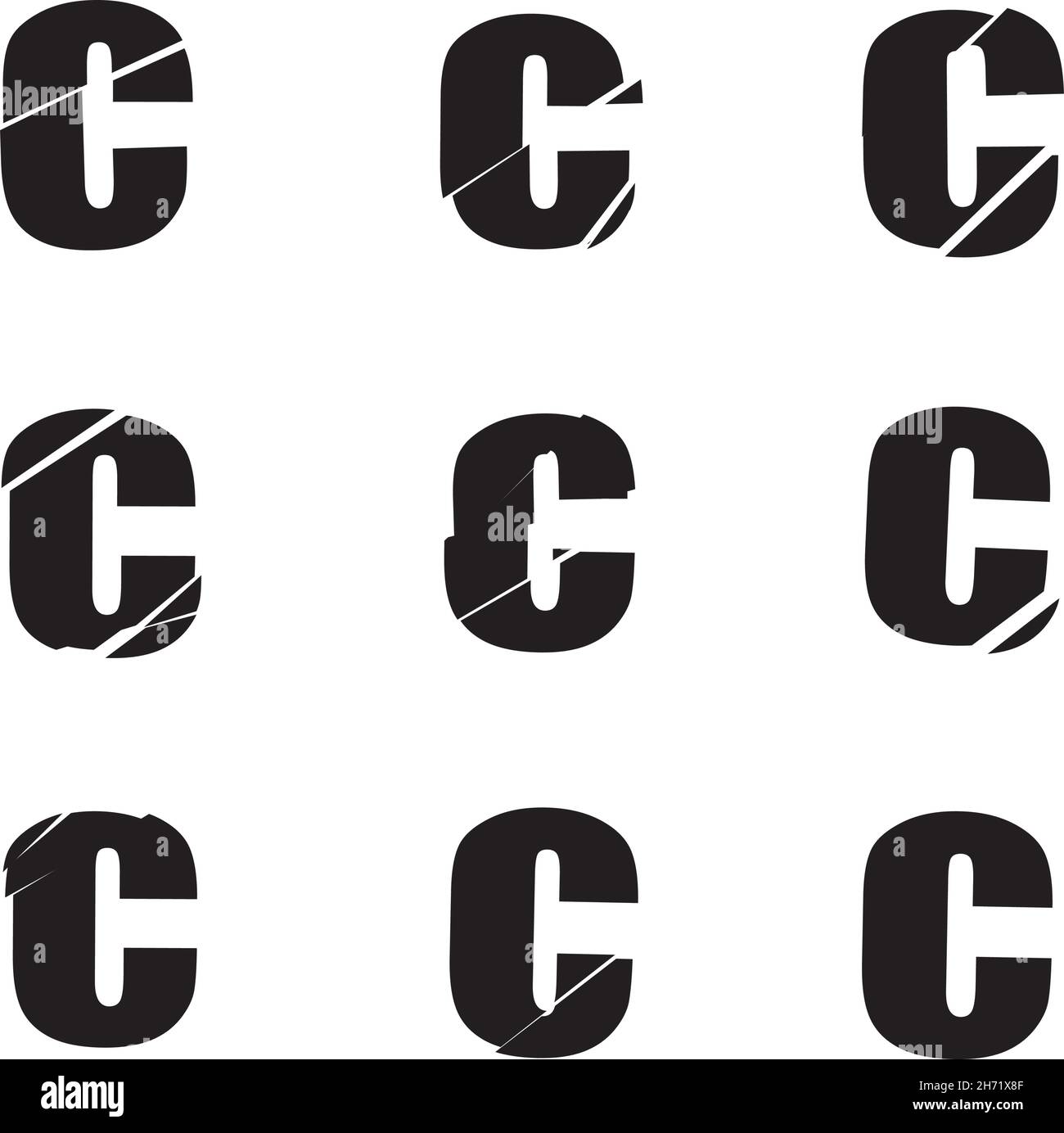 Texturierter Buchstabe C. zerbrochene, gebrochene Alphabet-Serie - Stock-Vektor-Illustration, Clip-Art-Grafiken Stock Vektor