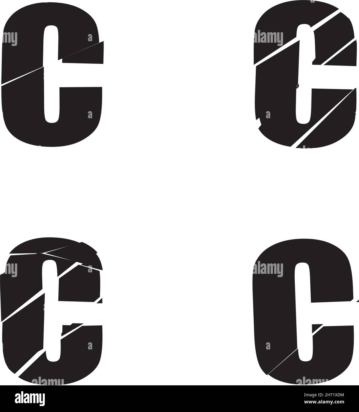 Texturierter Buchstabe C. zerbrochene, gebrochene Alphabet-Serie - Stock-Vektor-Illustration, Clip-Art-Grafiken Stock Vektor