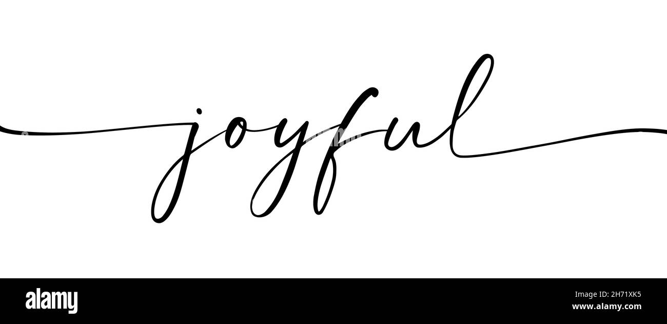 Fröhliches Wort, Vektorbürste Kalligraphie. Handgezeichneter moderner Schriftzug isoliert auf weißem Hintergrund. Weihnachten Vektor Tinte Illustration. Typografie Stock Vektor