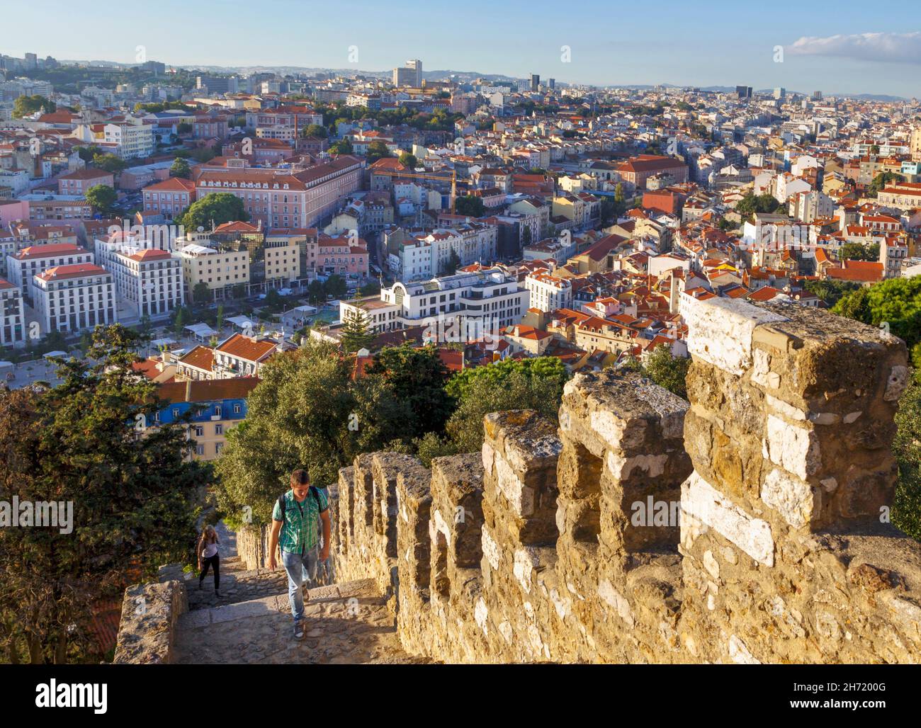 Lissabon, Portugal. Blick auf die Stadt von Castelo de Sao Jorge. Stockfoto