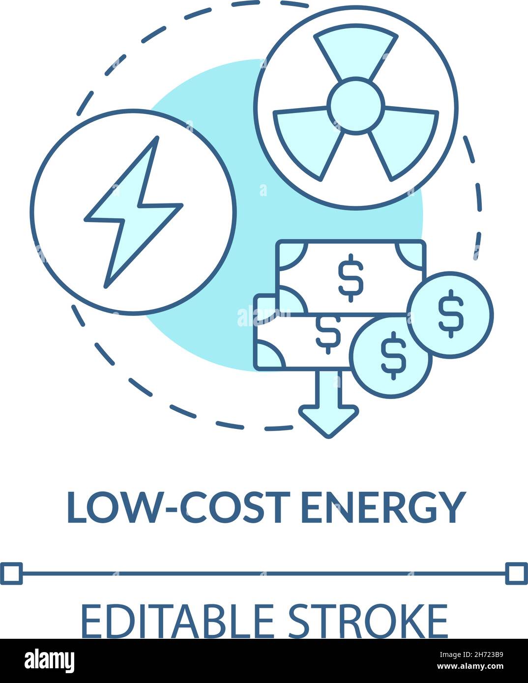 Kostengünstiges energieblaues Konzeptsymbol Stock Vektor