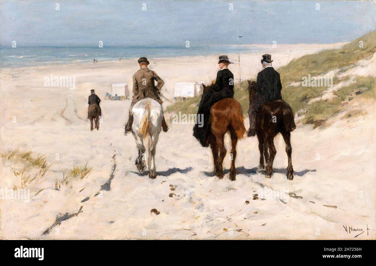 Morgenritt am Strand von Anton Mauve (1838-1888), Öl auf Leinwand, 1876 Stockfoto