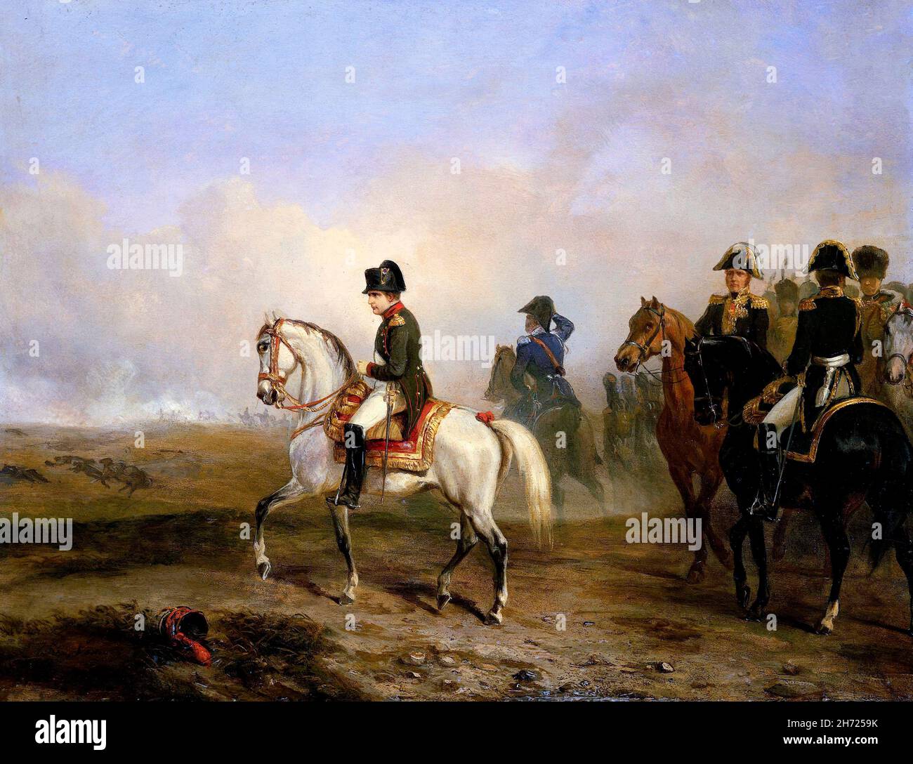 Kaiser Napoleon und sein Stab auf dem Pferderace von Horace Vernet (1789-1863), Öl auf Tafel, c. 1810-50 Stockfoto