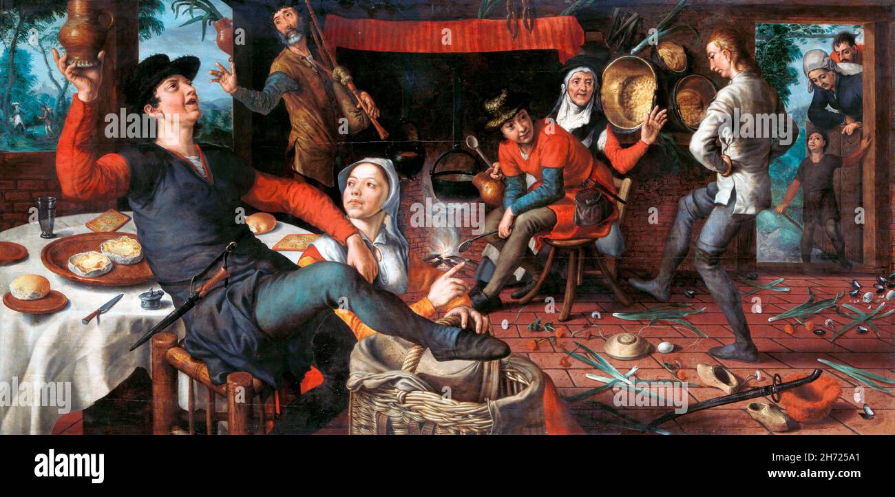 Der Eiertanz des holländischen Malers Pieter Aertsen (1508-1575), Öl auf Tafel, 1552 Stockfoto