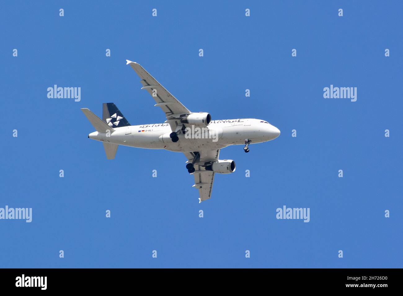 Lufthansa (ist die größte deutsche Fluggesellschaft), Star Alliance Lackierung, Airbus A319-114 Stockfoto