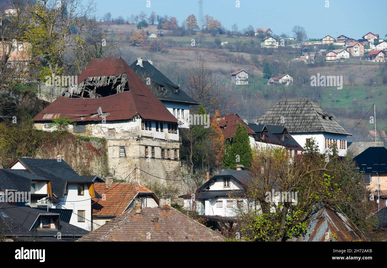 Altes Haus in der Altstadt von Jajce (Bosnien und Herzegowina) Stockfoto