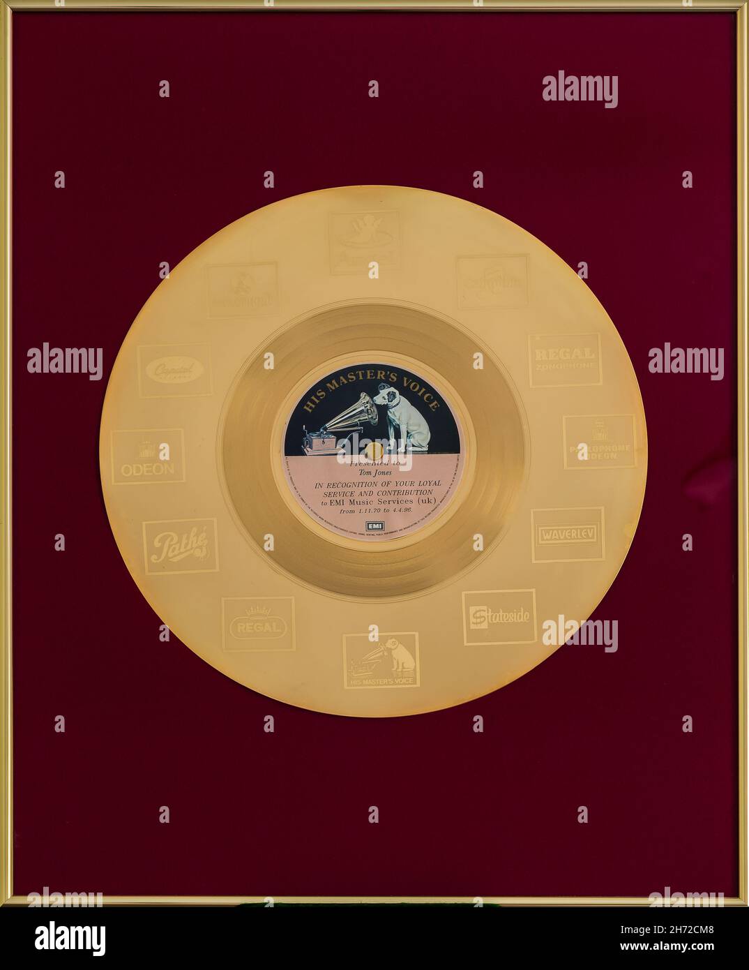 EMI Long Service Gold Disc Award für 25 Jahre Service. Stockfoto