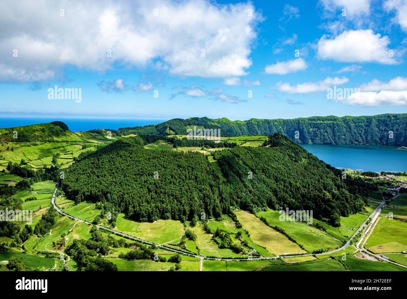 Caldeira do Alferes, Sete Cidades, São Miguel, Azoren, Azoren, Portugal, Europa. Stockfoto