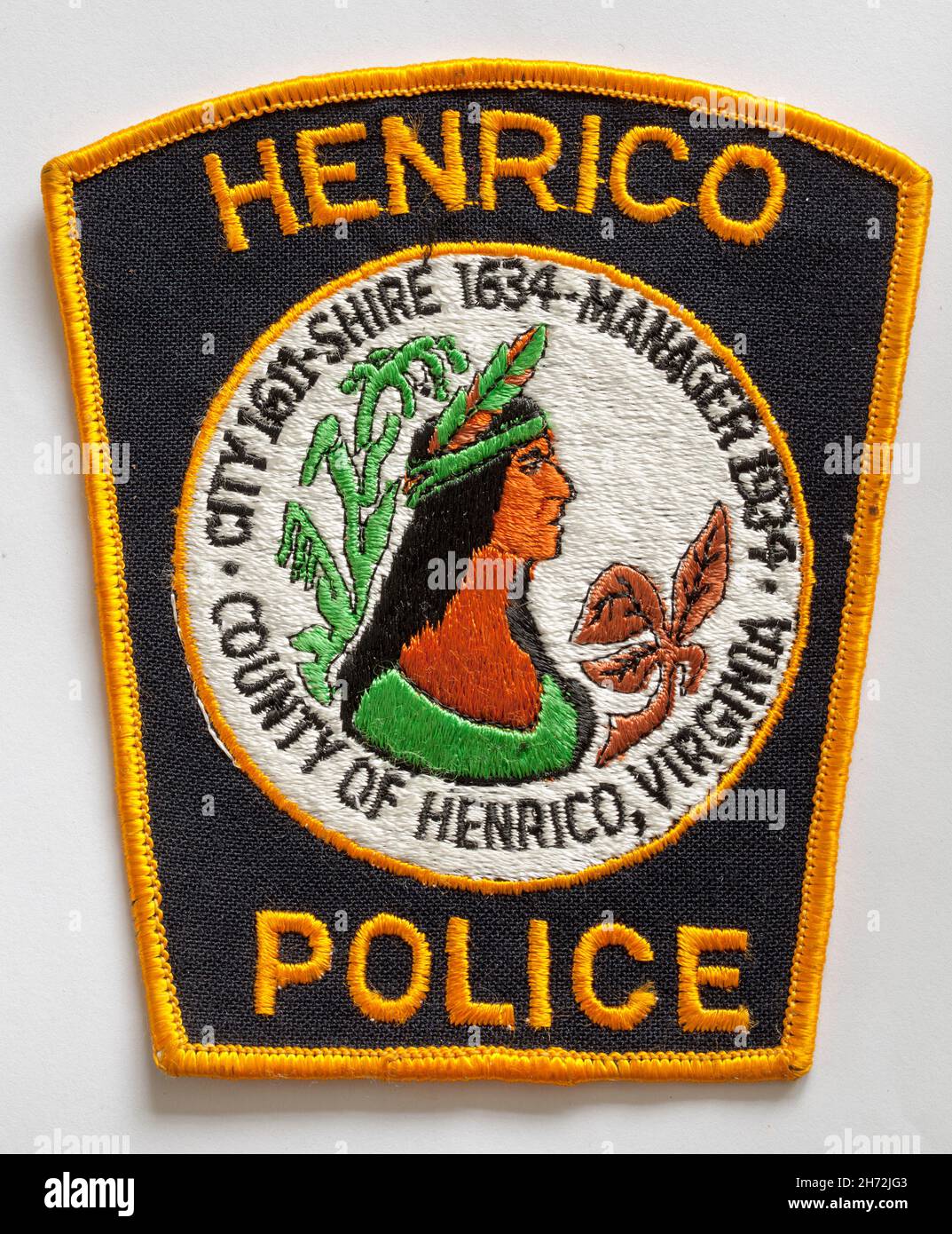 Vintage Henrico Police Uniform Patch Abzeichen Stockfoto