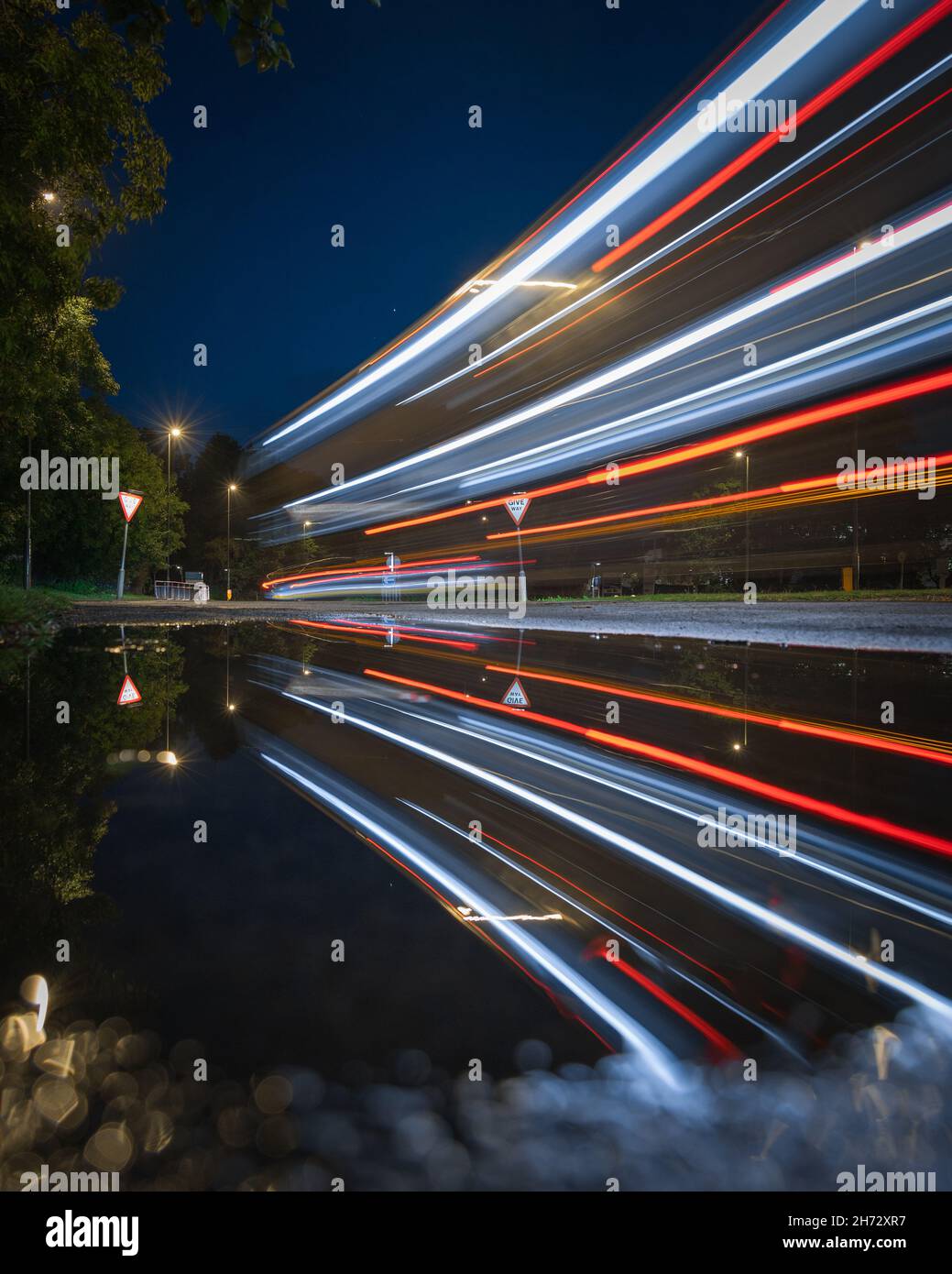 Bus Light Trails Stockfoto